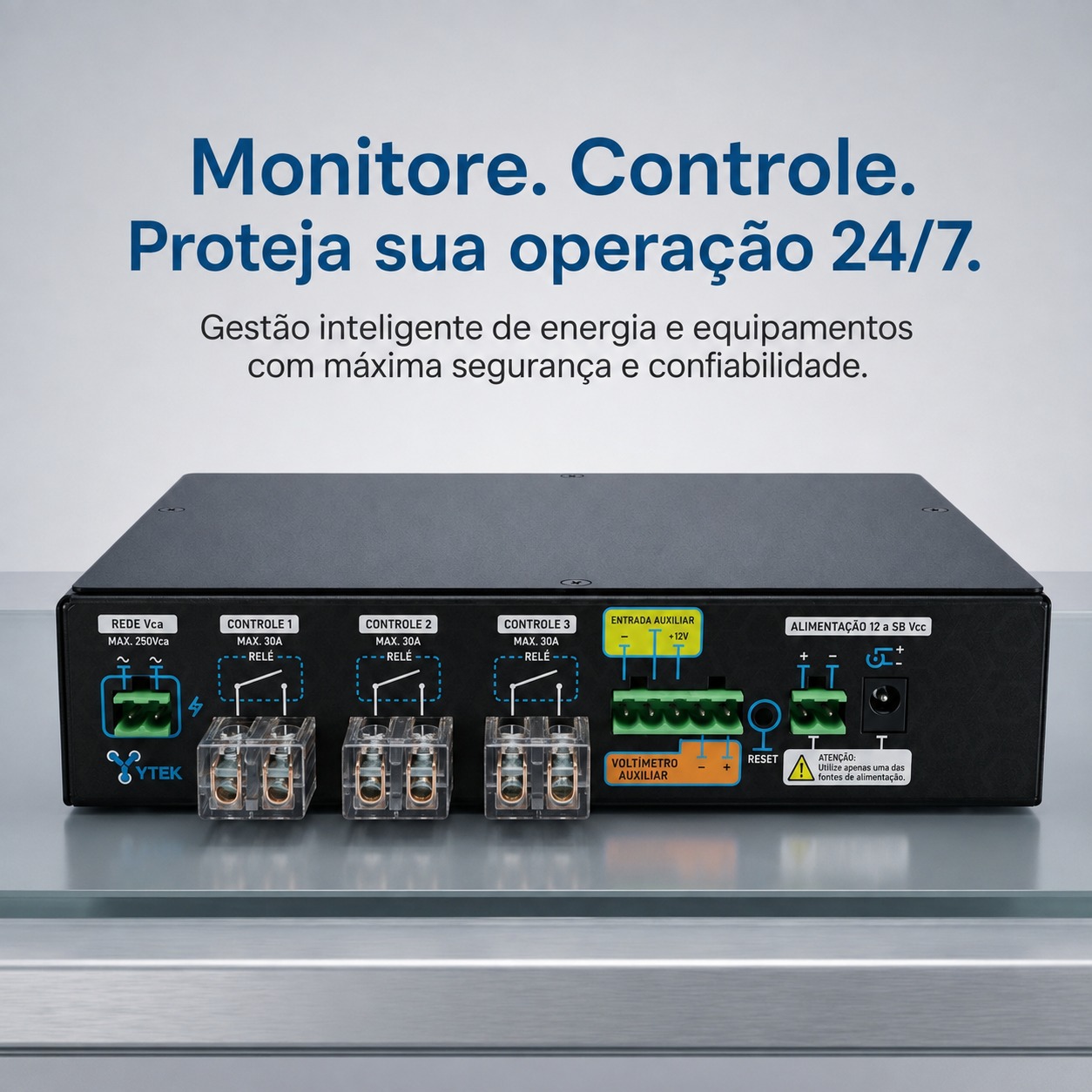 Monitore, controle e proteja sua operação 24/7 - visão traseira do MONITORY PLUS